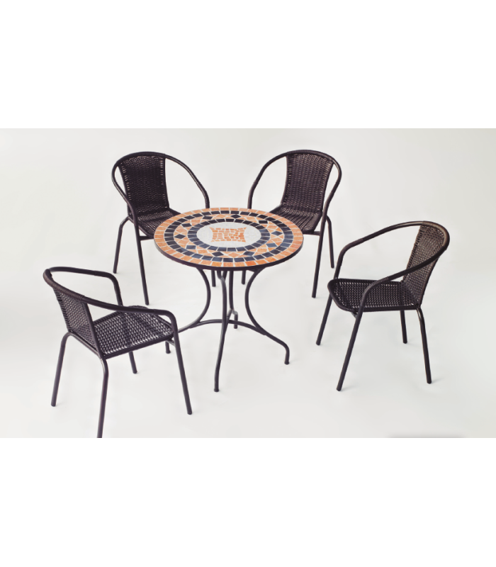 copy of Set terrace garden table + 2 armchairs steel Brazil-60.