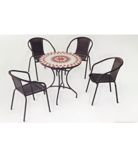 copy of Conjunto terraza jardín mesa + 2 sillones acero