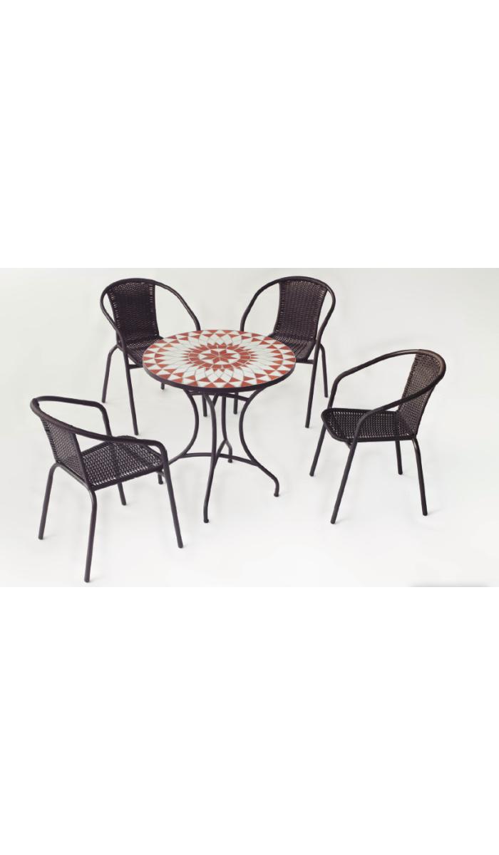copy of Conjunto terraza jardín mesa + 2 sillones acero