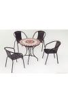 Mesa de jardim de terraço + 4 poltronas de aço Neypal/Brasil-75/4 em acabamento de bronze