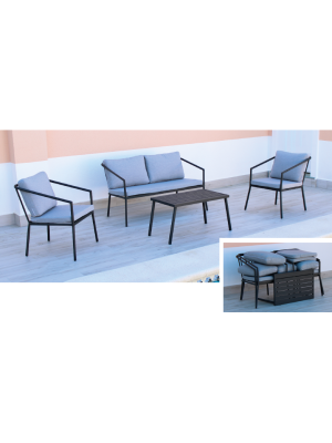 Conjunto de jardim de alumínio com almofadas.