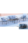 Conjunto aluminio de mesa centro + sofá de 2 plazas + 2 sillones + cojines Bermudas-7.