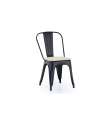 Pack of 4 Tolix dining chairs with oak seat in black and white 45 x 45 x 85 cm (W x D x H)