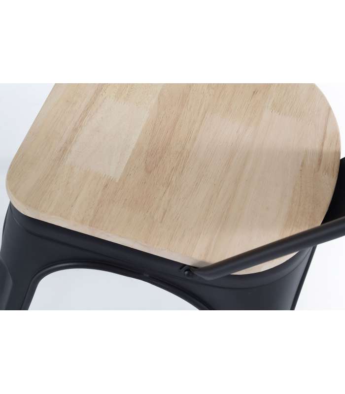 Pack de 4 sillas de comedor Tolix con asiento de roble en