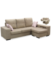 Chaiselongue reversible Bea Beige con dos taburetes, 230 cm (Ancho) x 155 cm (Fondo) x 92 cm (Alto)