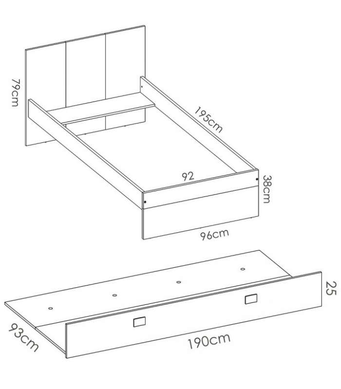 Santisteban 90 cm cama extraível com gaveta para quarto juvenil