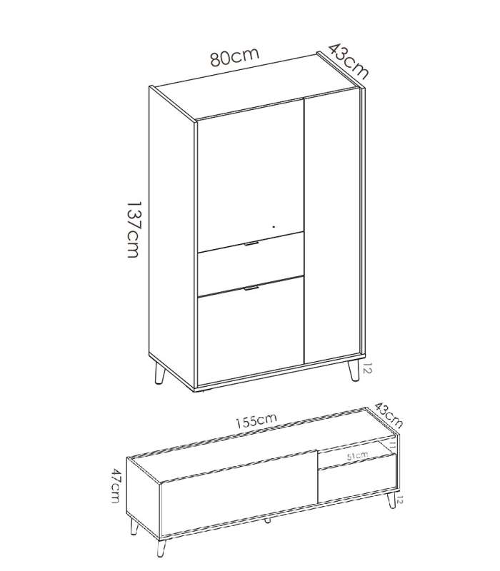 Conjunto de sala de estar La Iruela 4 em branco, azul e