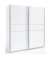 Armoire à portes coulissantes blanche finition Nerja 200 cm(hauteur)181 cm(largeur)56 cm(profondeur)