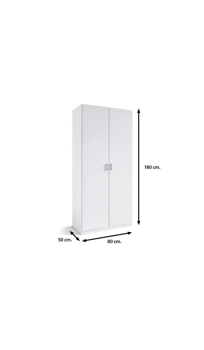 Armario 2 puertas abatibles blanco 180x80x50 cm