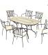 Conjunto mesa ovalada + 4 sillones + 4 cojines jardín