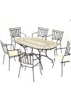 Conjunto de mesa +6 poltronas +6 almofadas terraço jardim mosaico Bora/ Shifa-150/6+6C.