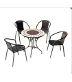 Conjunto terraza jardín mesa + 2 sillones acero Brasil-60 en acabado color bronce