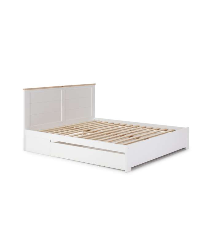 BED 1.60 GABI W/DRAWER WHITE LAC/WAX BL W/SOMIER