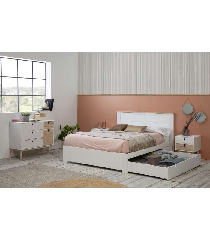 Mkric CAMA CAMA 1.60 GABI C/CAJON BLANCO LAC/CERA BL C/SOMIER