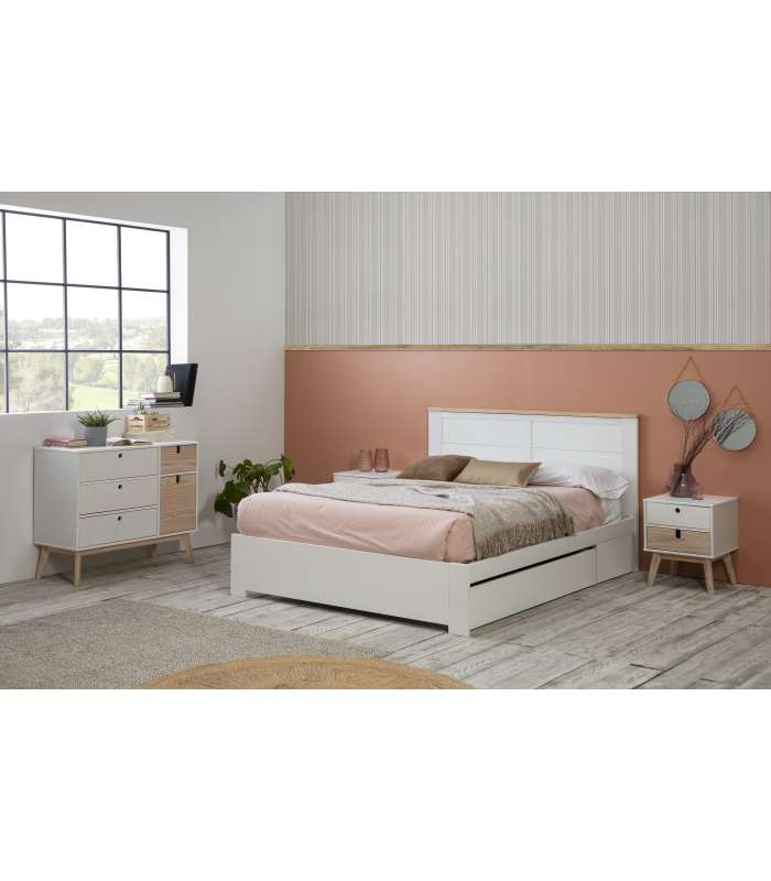 Mkric CAMA CAMA 1.60 GABI C/CAJON BLANCO LAC/CERA BL C/SOMIER