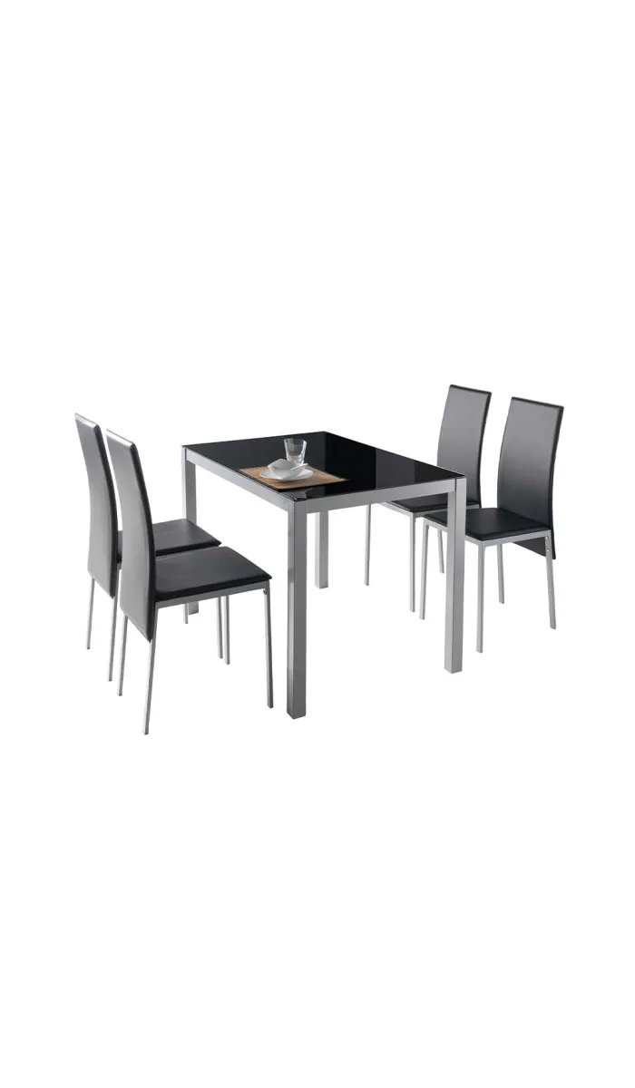 Conjunto cocina mesa y 4 sillas Amelia negro