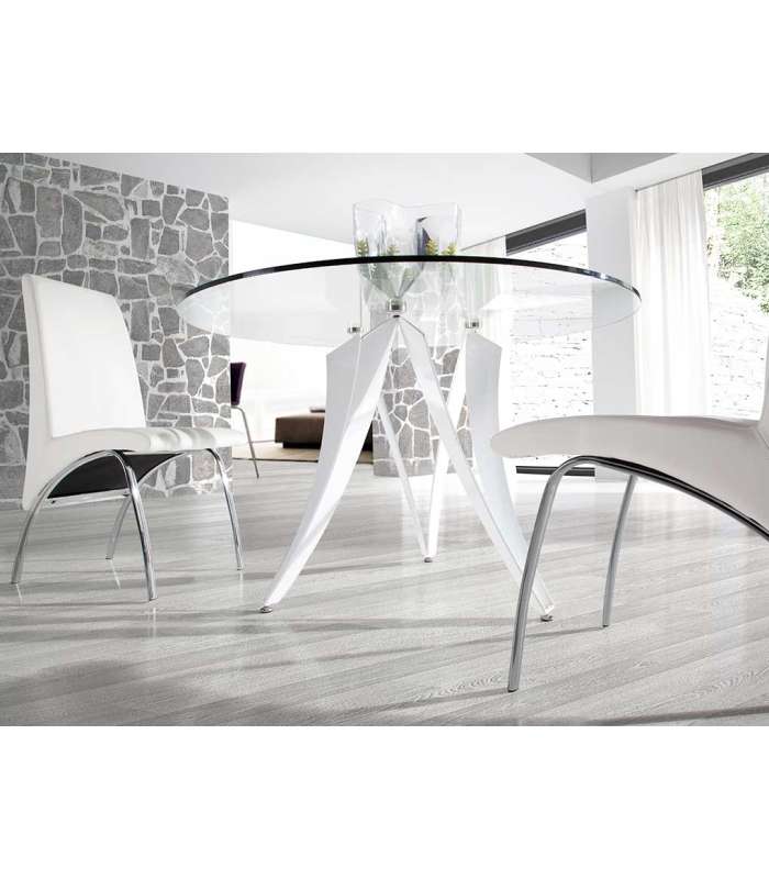 copy of Fixed circular tempered glass table NARBONNE 130 x 76