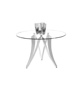 copy of Fixed circular tempered glass table NARBONNE 130 x 76