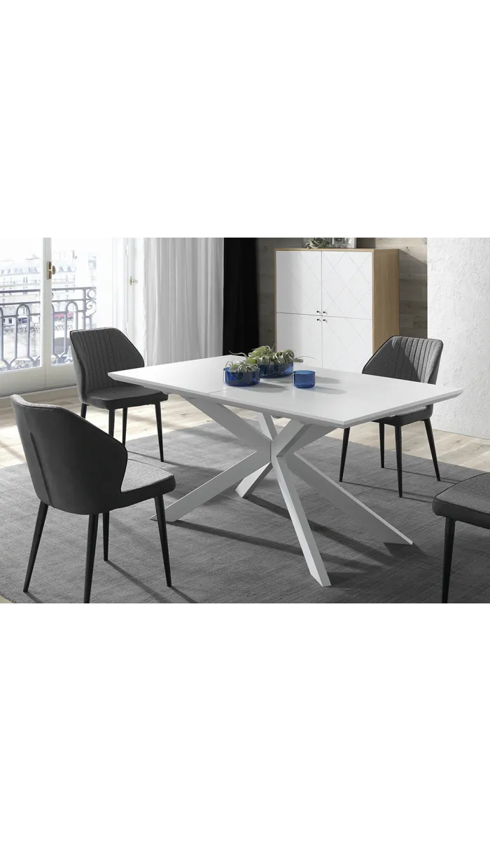 Mesa extensible blanca Brenda, 160/210 cm, diseño moderno