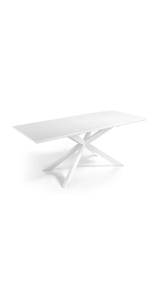 Mesa extensible blanca Brenda, 160/210 cm, diseño moderno