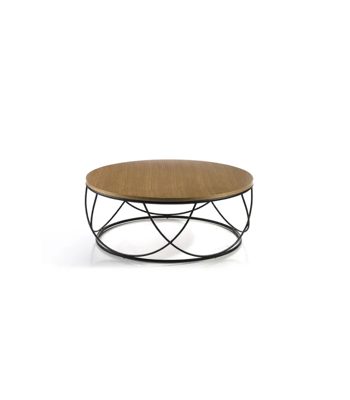 Mesa de centro em carvalho, 80cm diâmetro, 30cm alto