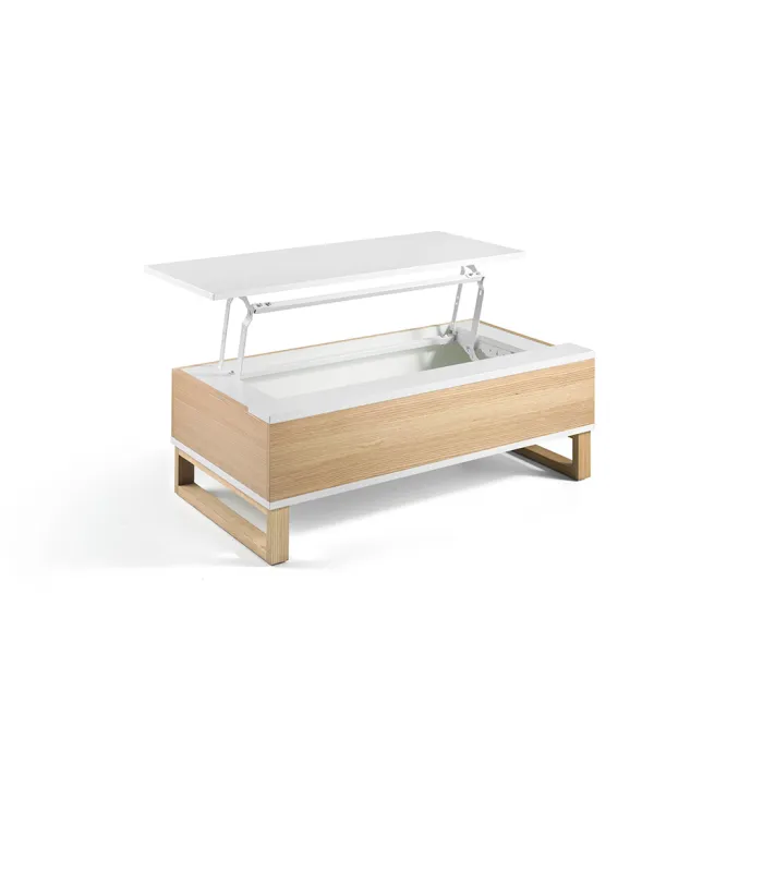 Mesa de centro elevable Eliana blanco brillo 110x60 cm