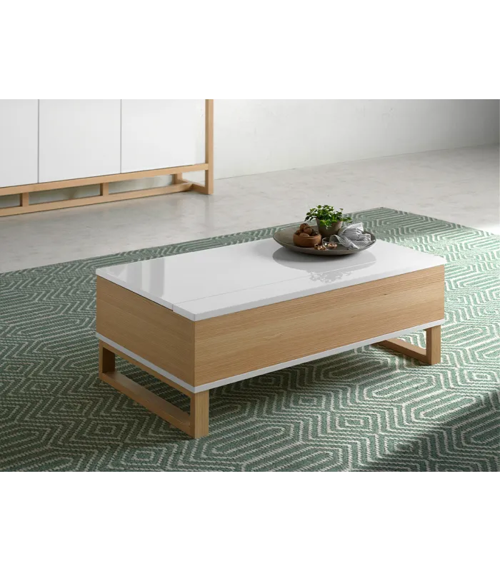 Mesa de centro elevable Eliana blanco brillo 110x60 cm