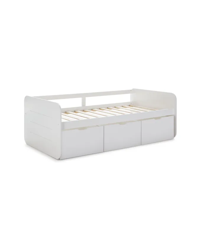 Cama nido Adina blanca con 3 cajones y diseño moderno