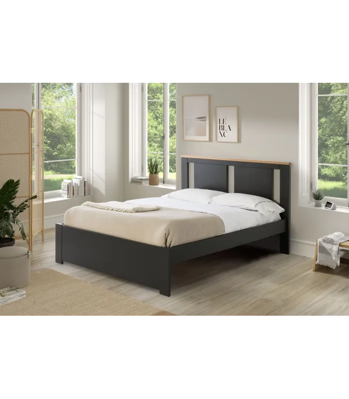 Cama Elara matrimonial gris antracita elegante