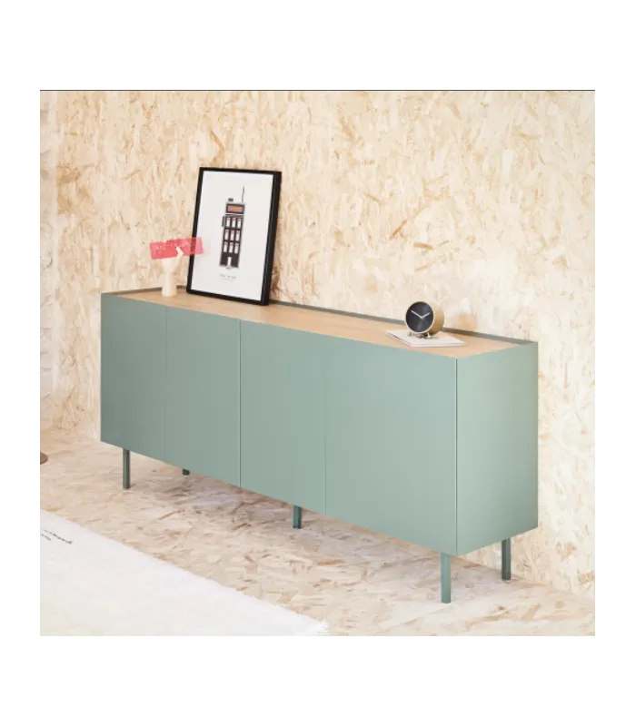 Aparador Arista 4 puertas, acabado verde elegante