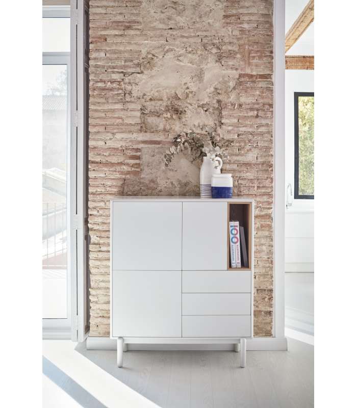 Mkric Mesitas de noche Mueble auxiliar modelo Corvo 3 puertas 3