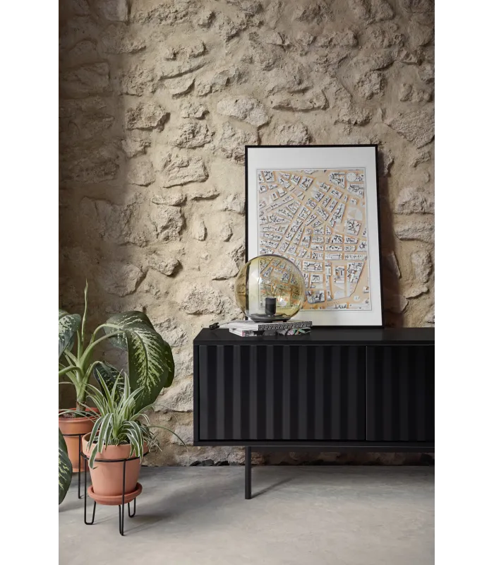 Mueble TV Sierra 3 puertas, negro, elegante y funcional