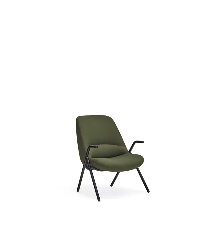 Butaca modelo Dins en tela verde oscuro, medidas 77x83x90