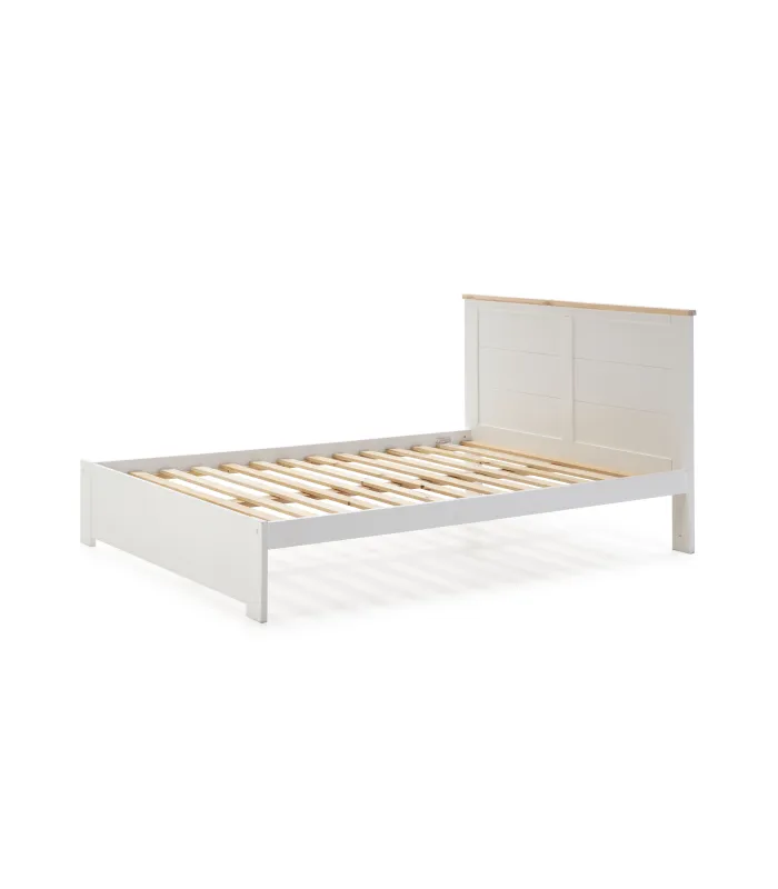 Cama matrimonio Anika, blanca y moderna, incluye somier