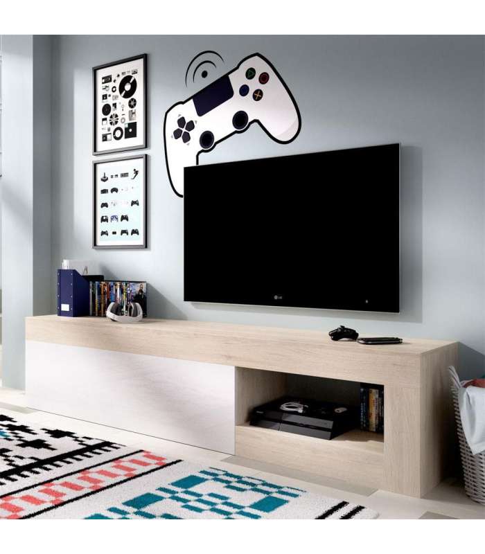 Natural Lebo/White Gloss TV Furniture