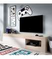 Mueble de televisión Arjona en acabado natural/blanco brillo 48 cm(alto)204 cm(ancho)42 cm(fondo)