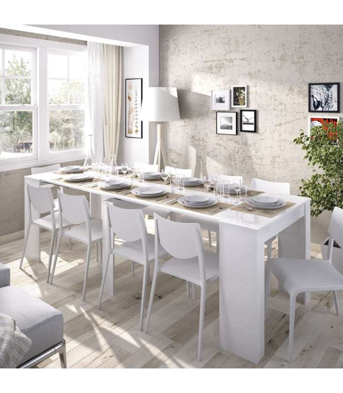 Extensible multifunctional Kiona dining table with 5 possible