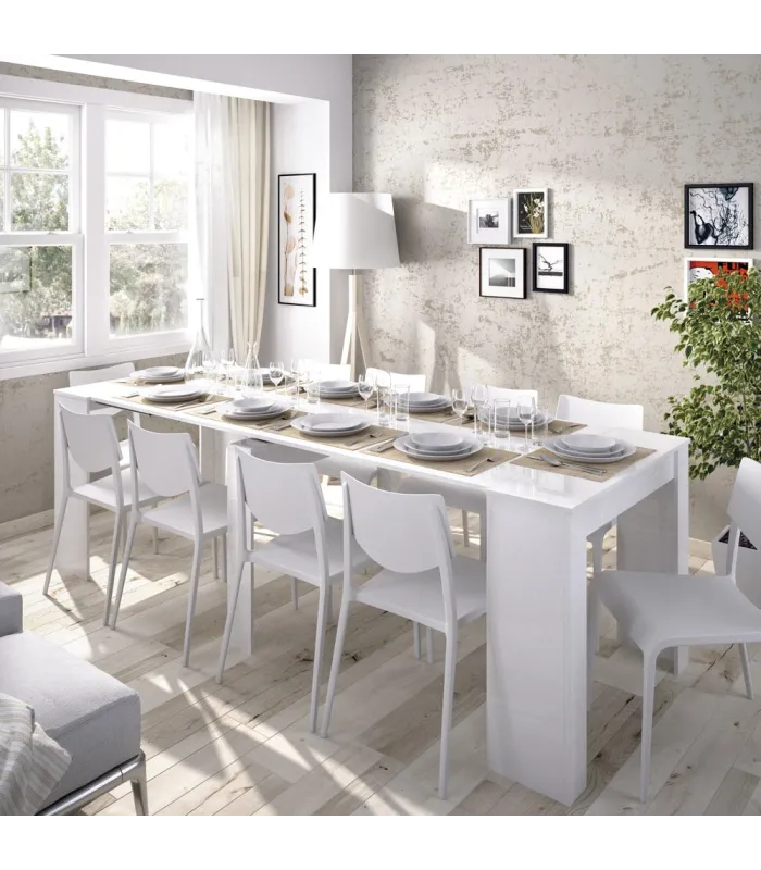 Extensible multifunctional Kiona dining table with 5 possible