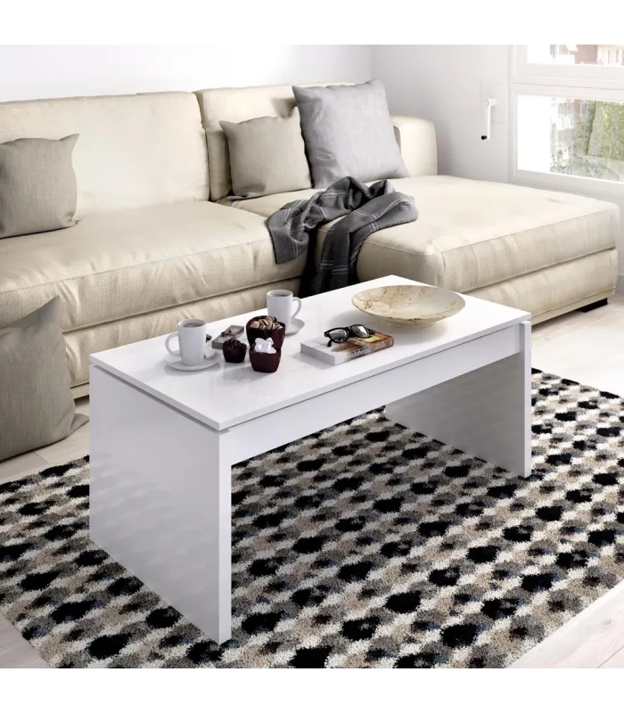 Mesa de centro elevable blanca de 43 cm