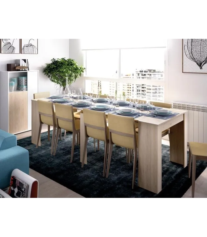 Mesa de jantar extensível Bailen multifuncional em madeira