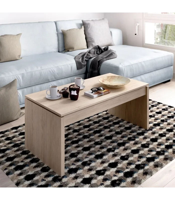 Mesa de centro elevable natural, 43x102x50 cm