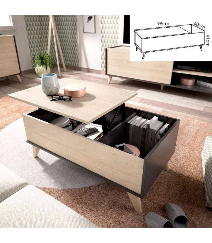 Ness 3 lounge set: sideboard, TV cabinet, shelf and coffee table