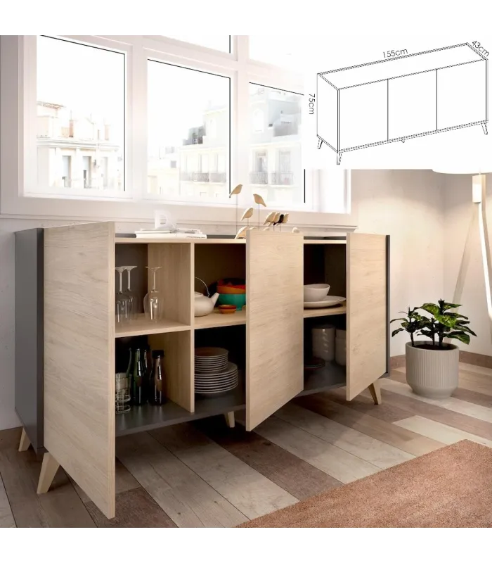 Conjunto salón Cazalilla-6: elegancia natural y grafito