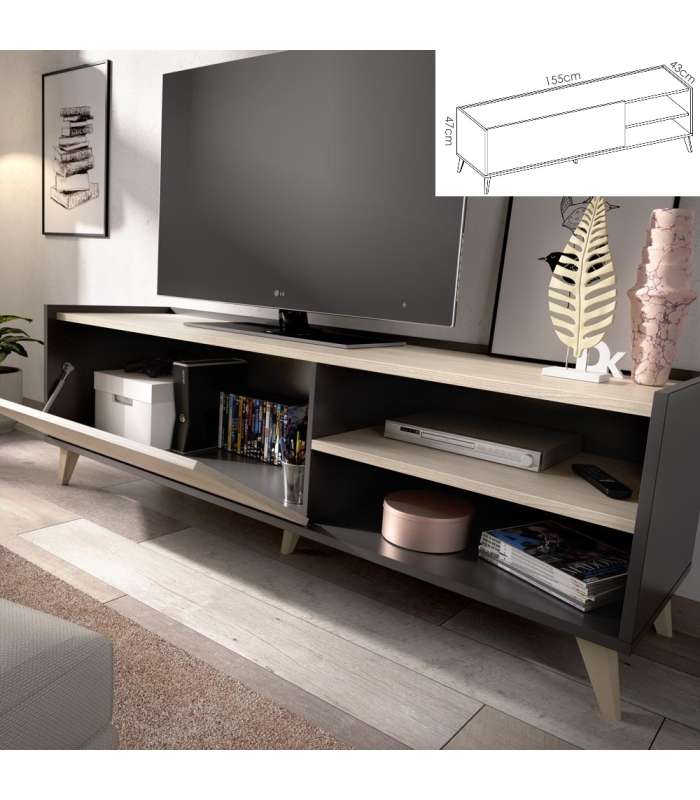 Ness 1 lounge set: high module, furniture under TV and shelf