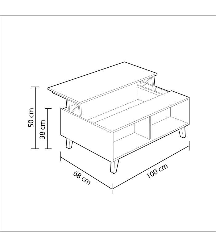 Zaiken liftable coffee table in white and Canadian oak