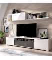 Conjunto mueble salon television Fuerte del Rey en blanco brillo y grafito 180 cm(alto)200 cm(ancho)41 cm(fondo)
