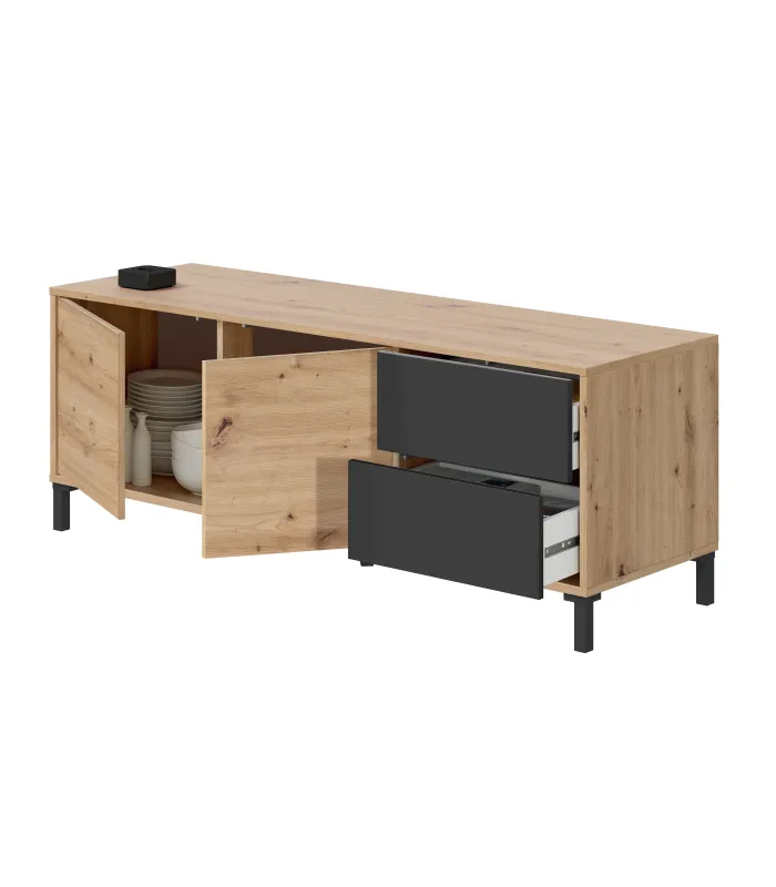 Mueble TV Nabur: Estilo y funcionalidad en roble y gris
