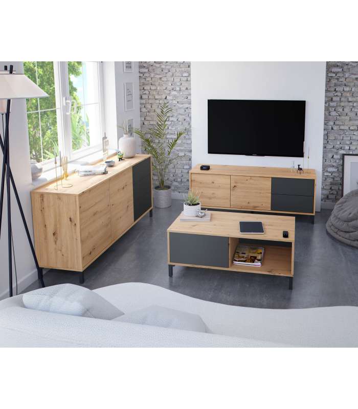 Mueble de TV, modulo con Dos Puertas Acabado en Color Blanco