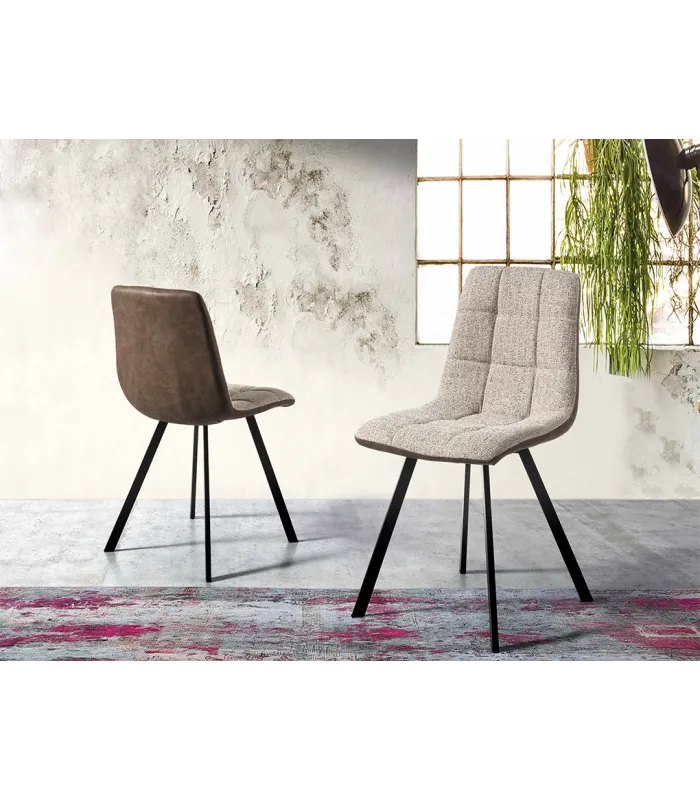 Pack de 4 sillas Samanta en beige y ecopiel marrón