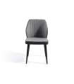 Pacote de 4 cadeiras modelo SARAY com acabamento em tecido cinzento e couro falso cinzento escuro, 49 x 61 x 84 cm (C x L x A)